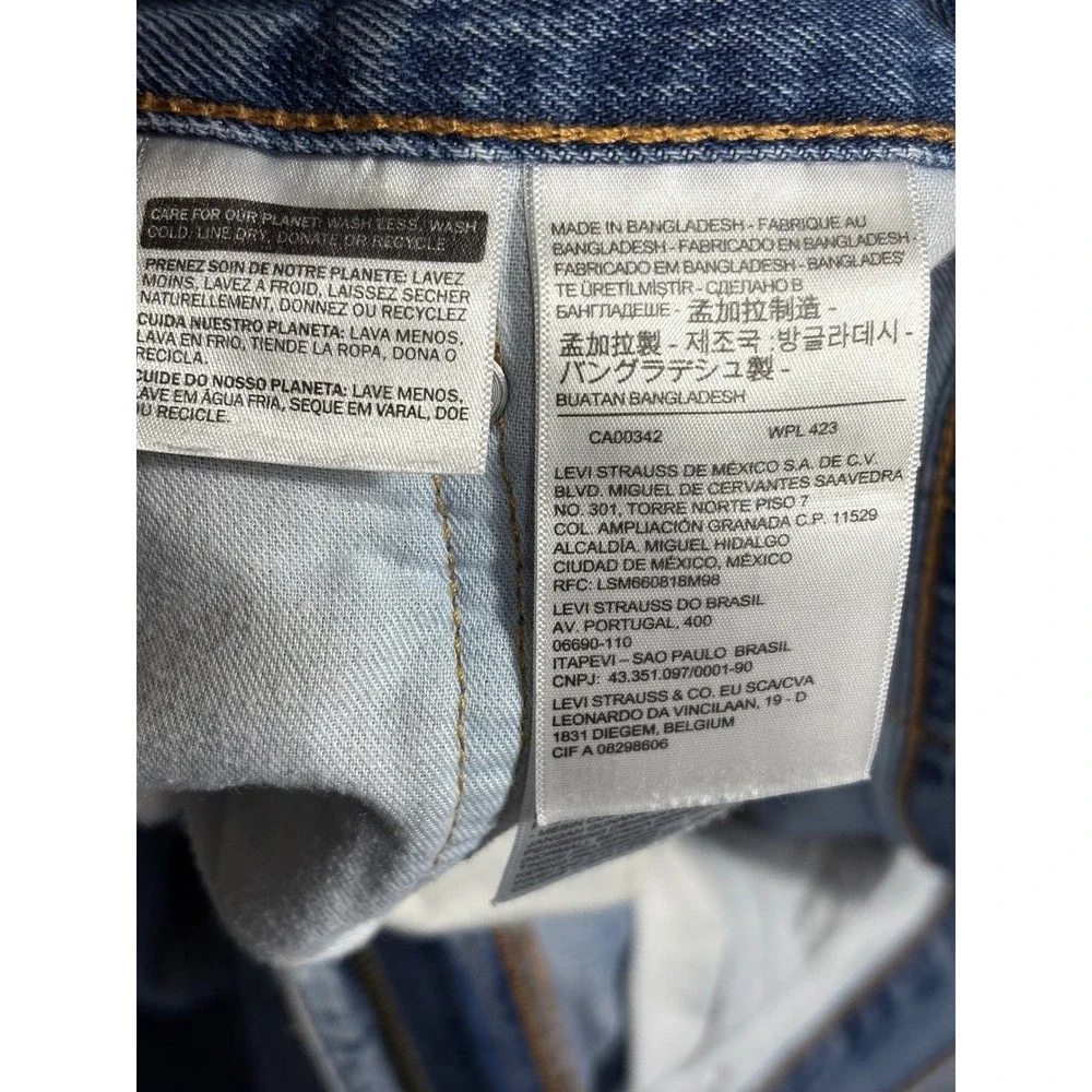 Levis 505 Regular Fit Straight Leg Light‎ Wash Distressed Blue Jeans Mens 35x32